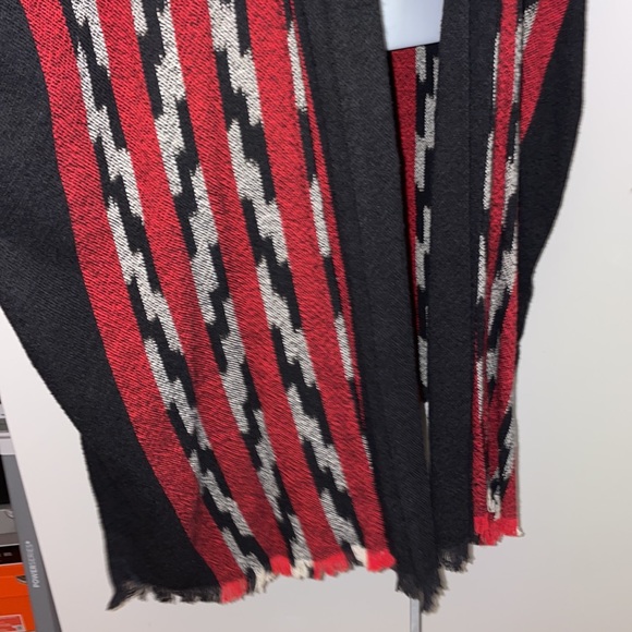 Deborah Hughes handwoven poncho red black ikat - Picture 4 of 9